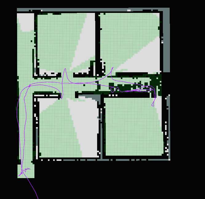 Earlier development screenshot showing an occupancy map and path trace